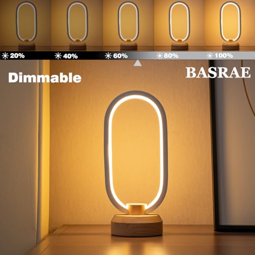 BASRAE Nightstand Bedside Lamp for Bedroom,Modern LED Oval Table Lamp Small Night Table Light,3000K- 6000K Colour Temperature Dimmable Lamps,Kids Adults Living Room Simple Home Decoration - Image 3