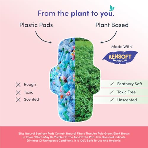 Image of BLISSNATURAL Ultra Soft Sanitary Pads for Women XL | 18 Pads (3 Pack of 6) | Medium Flow | 280mm Extra Coverage | All Day Comfort, Rash-Free & Leakproof | Plant-Based