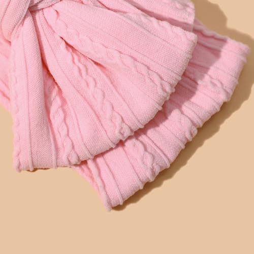 Baby Girls Bows Headband Toddler Soft Stretchy Nylon Hair Band with Hair Bow Photo Shower Party Hair Accessories for Newborn Infant (Heart-light pink, stretchy)3