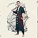 yyleasar Halloween Costume Set for Mens Green Robe Anime Kimono cosplay Outfit with Sword earrings stickers wig (M)