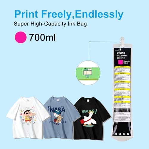 Queenprint DTG Ink Bag Magenta 700ml – Compatible with Brother GTX GTX PRO GTX-400 422 423 424 425 600 Printers, High-Density Textile Ink for Direct to Garment Printing — 사진 3