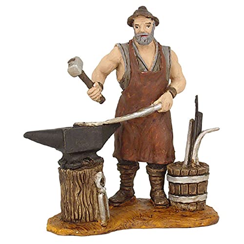 Acan Tradineur Figurine de forgeron pour crèche de Noël 8 cm, durexine, figurine décorative naissance, métiers, crèche, Noël, décoration traditionnelle