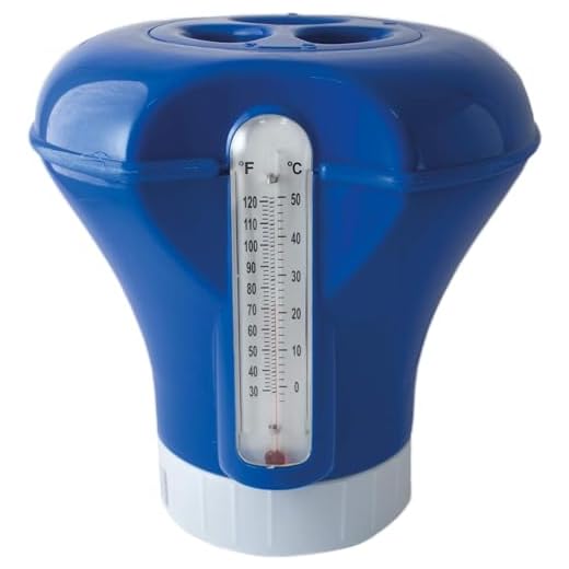 Siqua Dispensador Cloro Flotante Con Termómetro. Dosificador Automático De Cloro Para Piscinas, Kit Mantenimiento Piscinas Y Spa.