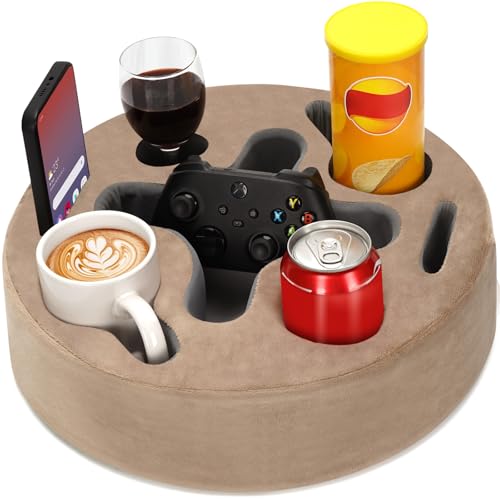 INNO STAGE Couch Cup Holder-Sofa Cup Holder Pillow | Couch Caddy Buddy | Drinks Cupholder Tray Organizer for Bed, Rv, Tv, Car, Man Cave, Boat, Remote, Snacks| Present for Couch Potato(Light Brown) by INNO STAGE - Used condition - US$35.36