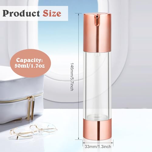 8 Pcs 50ml/1.7oz Airless Pump Bottles Empty Vacuum Bottle Rose Gold Travel Size Cosmetic Containers for Liquid Foundation Lotion Moisturizer Shampoo Make Up2