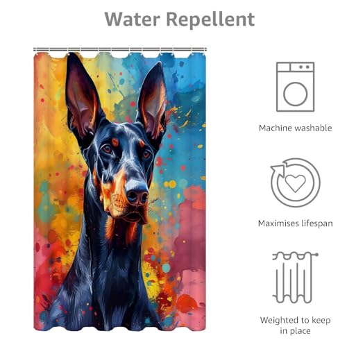Rideau de douche chien en tissu polyester premium 120x120 cm