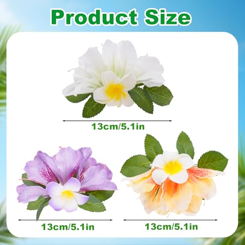 3 pinzas de cabello con flores hawaianas artificiales miniatura 2