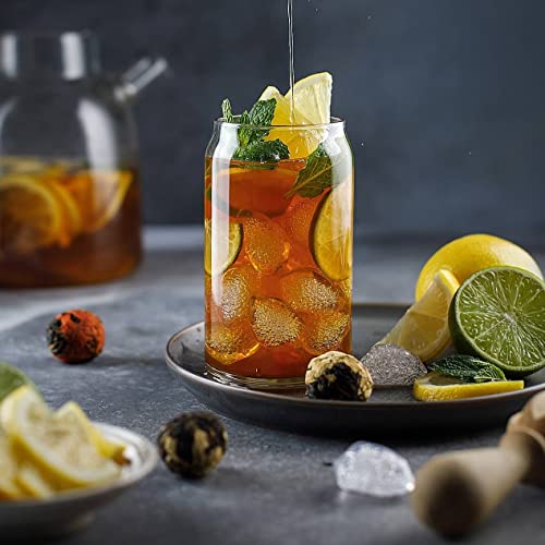 Le'raze Bulk Set Of 20 Can Shaped Glass Cups - Everyday Drinking Glasses - 16Oz Cordial Glasses, Cocktail Glasses, Iced Coffee Glasses, Iced Tea Glasses, Soda, Water, Juice #TOP3