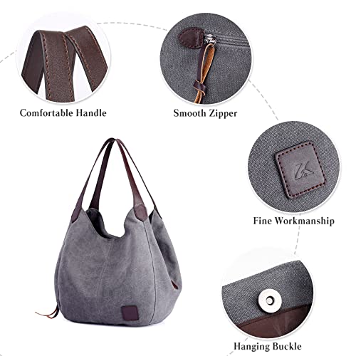 Sac en toile vintage gris souple et résistant style rétro chic