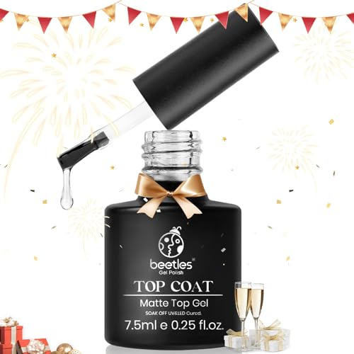 Beetles Gel No Wipe Matte Top Coat - Soak Off Nail Lamp Polish Finish and Long Lasting Gift Set for Women Kit New Year Gift