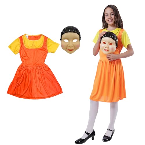 Carnavalife Disfraz de Cosplay de Película Juego de Calamar para Niños y Adultos (PZ8121+Máscara, M)