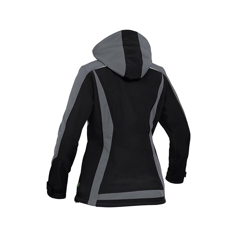 Leibwächter Damen Softshelljacke atmungsaktiv, wind- und wasserabweisend, taillierter Schnitt, Reflektoren, abnehmbare Kapuze