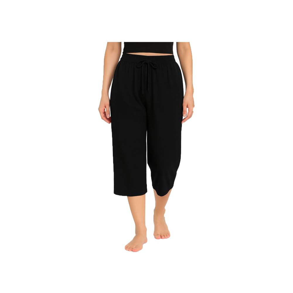 Women's Cotton Plain Loosefit Capri, 3/4th Capri For Women (Black) Single Pack-picture-34