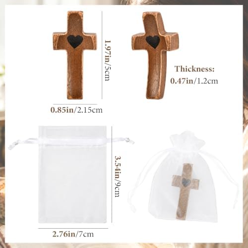 BUVQNEMXRO 30Pcs Wooden Cross Fidget, Walnut Pocket Thumb Prayer Cross — 사진 2