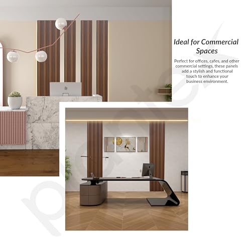 Image of Plantex Wall Panels /Wooden Louvers Panel for Wall 8 Feet /Charcoal Panel for Interior Wall Decor /3D Wall Panel - Pack of 7 Covers - 22 Sq. Ft, Size-5 Inch x 8 Feet (Wooden - Modern Strip)