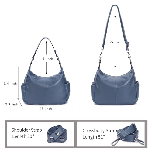 Image of Hobo Bag for Women Genuine Leather Purses Work Casual Shouldler Bag with Two Adjustable Straps