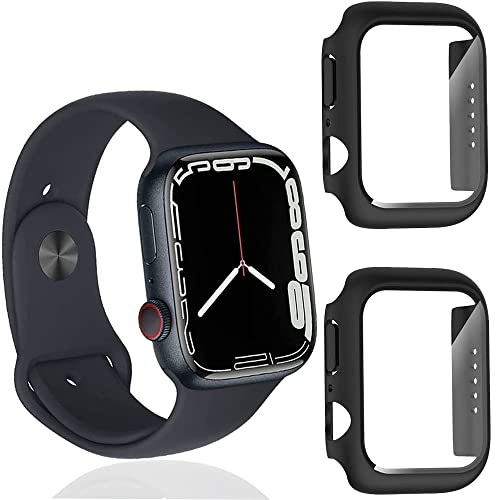 YOFOKO Schutzhülle Kompatibel mit Apple Watch Series 7 45mm Hülle 2 Stück, Ultradünne PC-Schutzhülle, Voller Schutz, Kratzfestes Schutzhülle für Apple Watch 7 45mm