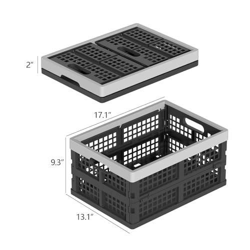 Caisse rectangulaire pliable pour gagner de la place lot de 3 noirs - 3