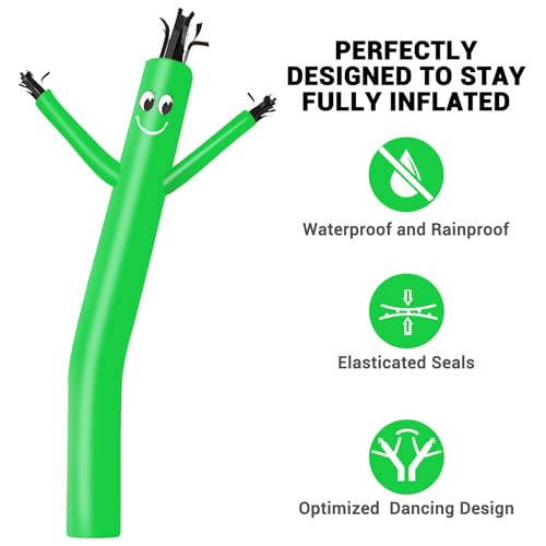 Image of MOUNTO 10ft Inflatable Dancers Tube Man Attachment - 10 Feet 12inch Tall Wacky Waving Inflatable Dancing Tube Guy, High Durability Rip-Stop Nylon (Blower Not Included) (Green)
