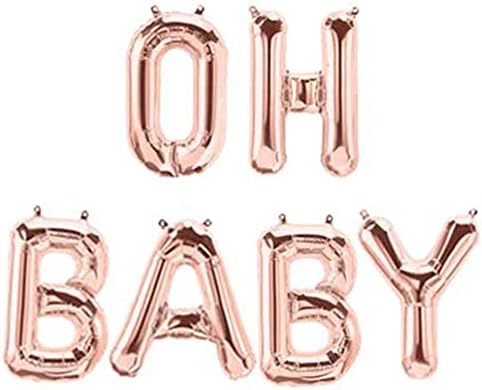 Tellpet Baby Shower Decorations, OH BABY Letter Balloons, Rose Gold, 16 Inch