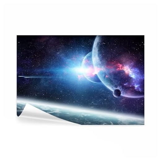 decomonkey Fototapete Galaxy 300x210 cm Design Tapete XXL Fototapeten Vlies Tapeten Vliestapete Wandtapete moderne Wand Schlafzimmer Wohnzimmer Weltraum Weltall Erde Nachthimmel Planet Kosmos Blau