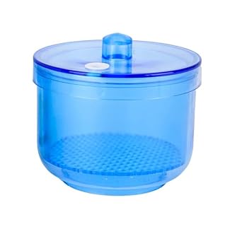 REEHUT Blue Bur Holder Cleaner Burs Cleaning Sterilization Soaking Box with Strainer Cover