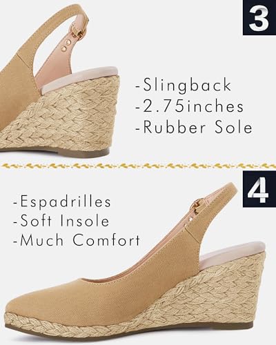 Image of Juliet Holy Womens Wedge Sandals Espadrilles Closed Toe Slingback Buckle Strap Comfortable Casual Summer Wedges Shoes