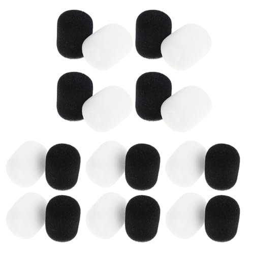 BESTonZON Protezione Antivento per Microfono Lavalier in Spugna 20 Pezzi Bianco e Nero Cuffia Antivento per Microfono Portatile e Wireless Copertura Antirumore per Interviste e