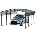 12x20FT Heavy Duty Metal Carport with Canopy, Galvanized Steel Frame & Roof with Reinforced Base, All-Weather Protection for Vehicles, Boats and Outdoor Storage