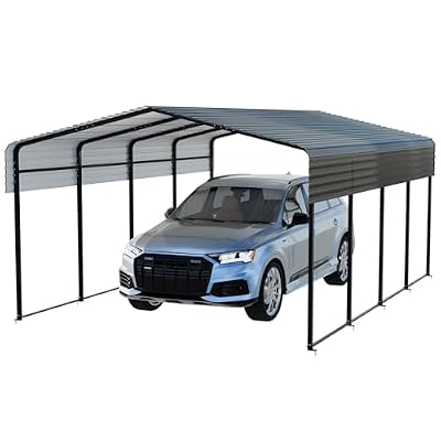 NUGRIART Heavy Duty 12x20FT Metal Carport with Galvanized Steel Frame & Roof, Reinforced Base, All-Weather Outdoor Shelter for Cars, Boats and General Storage