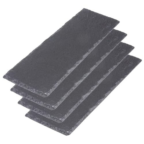 Westmark 4 Piatti da Portata in Ardesia Naturale, Con Gommini, Superficie: 30 x 10 cm ciascuno, Ardesia, Tapas + Friends, Antracite, 694222E1