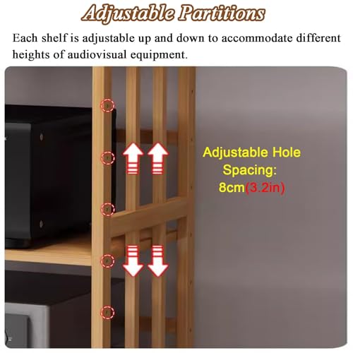 HiFi Rack Av Shelf Media Storage Cabinet, con ruote, Regolabile Scaffalatura video, Stoccaggio attrezzature stereo Rack e supporti, Mobileo-Video Scaffalatura