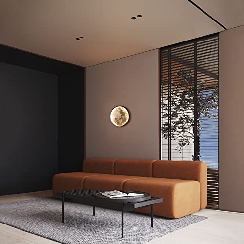 Image of QIYIMEILUX Dimmable Moon Wall Sconce Plug in Modern LED Wall Light with Remote Control 9.5inch 15W Black Wall Lamp Indoor Wall Mounted Lighting Ceiling Light Fixture for Living Room Bedroom