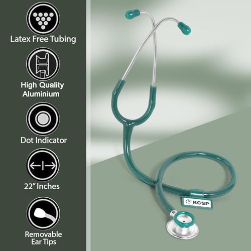 Image of RCSP Stethoscope for Doctors Micro Plus Students Medical Professional Version Green