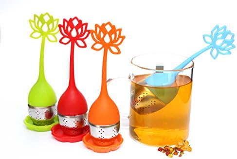Tea Infuser- Houswill™ 4 Pack Silicone Tea Infuser for Loose Tea, Tea filters with Handle& Stainless Steel with Drip Tray, Reusable Tea Ball Herbal Tea Strainers for Herbal Weight Loss Tea