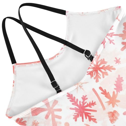 KLL Merry Christmas Snowflake Red Hoho Girl One Piece Swimsuits Summer Swimwear Adjustable Strap Quick Dry4