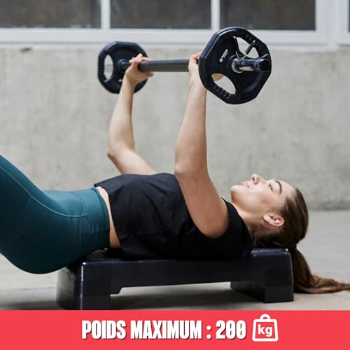 MATCHU - Step Fitness Reglable - Réglable en Hauteur 9 et 14 CM - Poids maximum : 200 KG - Surface Antidérapante - Plastique - Noir – Image 6