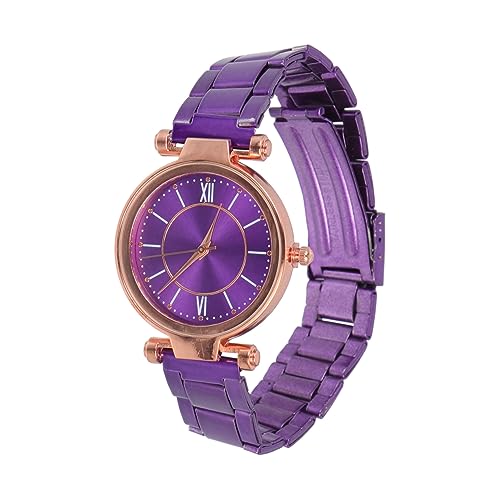 LALADEFIEE Montre-Bracelet pour Femme avec Bracelet Acier Montre-Bracelet Confortable Et Décorative Cadeau Femme (Violet)