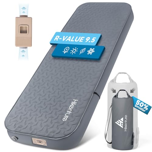Image of Hikenture 4 inch Thick Self Inflating Sleeping Pad, Foam & Air Camping Mattress, 9.5 R-Value Insulated Sleeping Mat, Portable All Season Camping Pad for Tent, Car, Cot, Truck