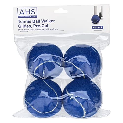 Image of AHS American Hospital Tennis Balls for Walker Legs Tennis Balls for Walkers for Seniors | Complete Support & Surface Protection | Pack of 4 Precut (Blue)