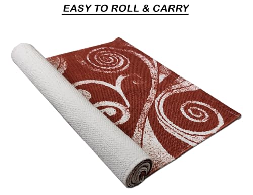 Image of SAGON 2x5 Ft Printed Runner Carpet - Cotton Bedside Rug for Bedroom & Living Room (Vine Floral)