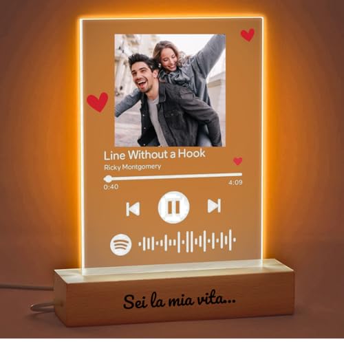 SBUGATTA |Targa Personalizzata Spotify Con Foto | glass personalizzato|Pensiero per