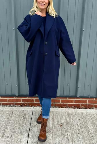 chouyatou Women's Winter Shawl Collar Long Wool Coat Single Breaseted Dressy Casual Pea Coat Overcoat3