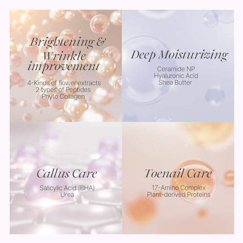 koelf Rose Petal Satin Foot Mask (5pairs) - Korean Skin Care, Intensive Nourishing Socks, Rose Scented Foot Repair Masks with Peptide, Collagen, Shea Butter, Urea for Smooth Feet, Foot Treatment