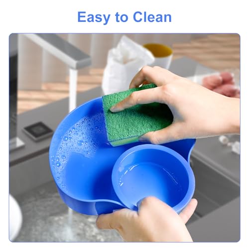 Image of [2 Pack] Kids Car Seat Travel Tray: Carseat Snack Tray for Food Eating, Baby Snacks Plate for Toddlers with Cup Holder Bases, Kids Road Trip Essentials, Blue