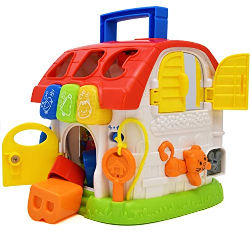 Musical Shape Educational Sorting Toy for Toddlers and Baby, First Blocks Cube Learning Sorter Shapes Activity House Box