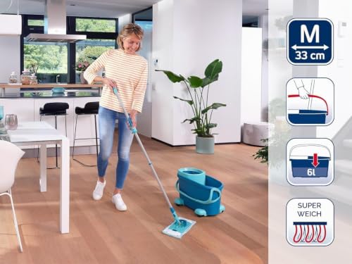 Leifheit Wischmopp Set mit Eimer CLEAN Twist M Ergo Mobile, Rotationssystem | 6 l Eimer mit...