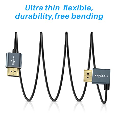 Twozoh Flexible HDMI Cable Left Angled 90° 2M, Ultra thin and Slim HDMI Lead Support 3D/4K@60Hz - Image 2