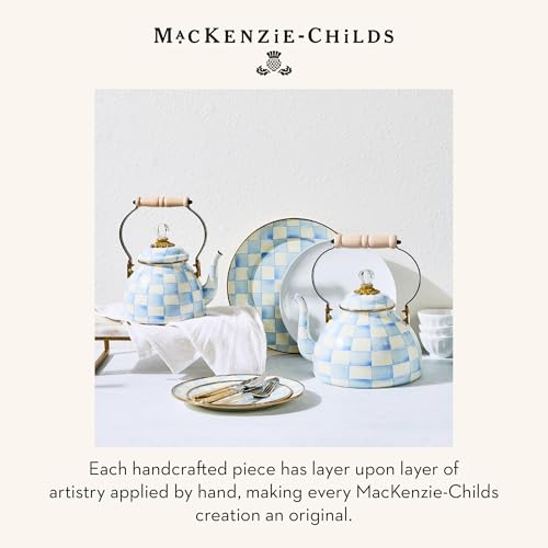 Image of MACKENZIE-CHILDS Tea Kettle, 3 Quarts, Light-Blue-and-White Sky Check