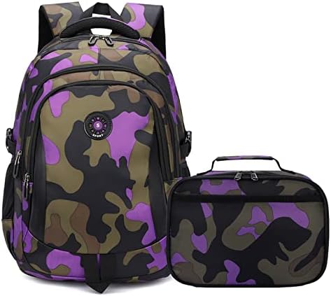 Yvechus School Backpack Casual Daypack Travel Outdoor Camouflage Backpack Christmas Presents for Boys and Girls (DY Camo Purple)